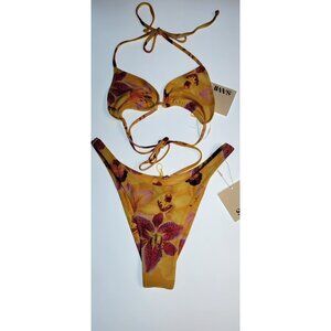 SAME LOS ANGELES 2 PC BIKINY WOMENS Triangle Top And High Weist Bootom M Floral